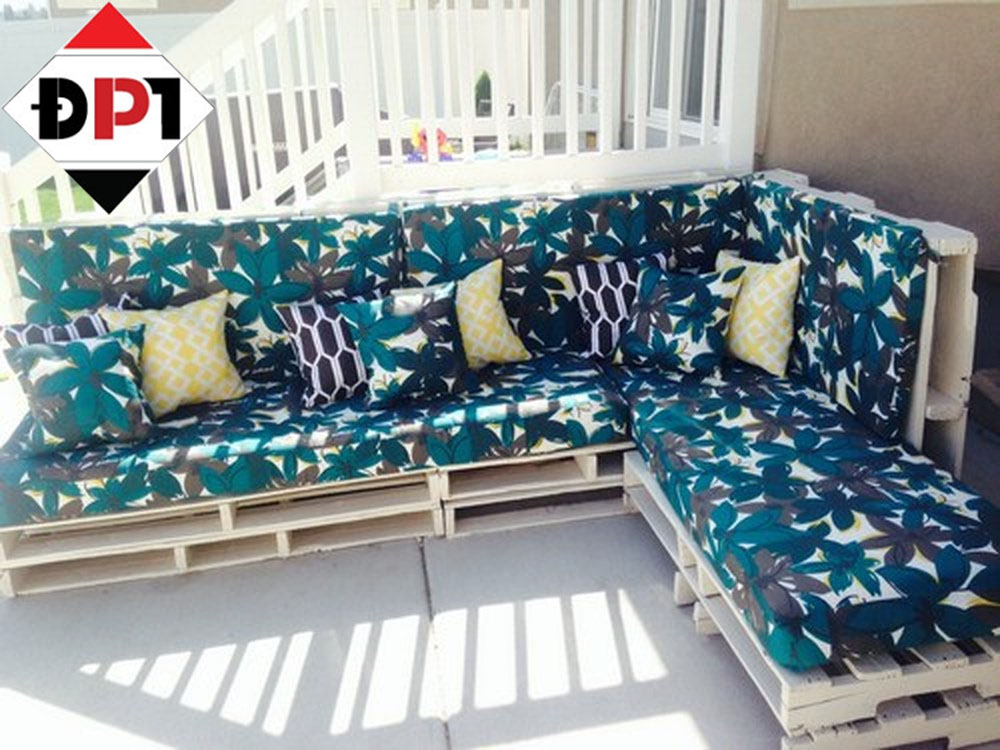 Mẫu sofa pallet hình chữ L phù hợp với các không gian rộng rãi, hoặc phòng góc vuông