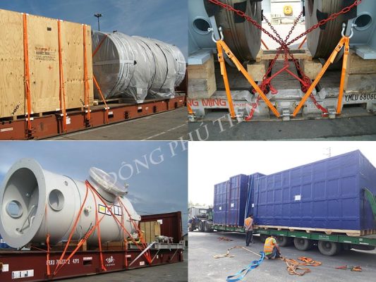 Đóng gói và gia cố hàng hóa máy móc trên container
